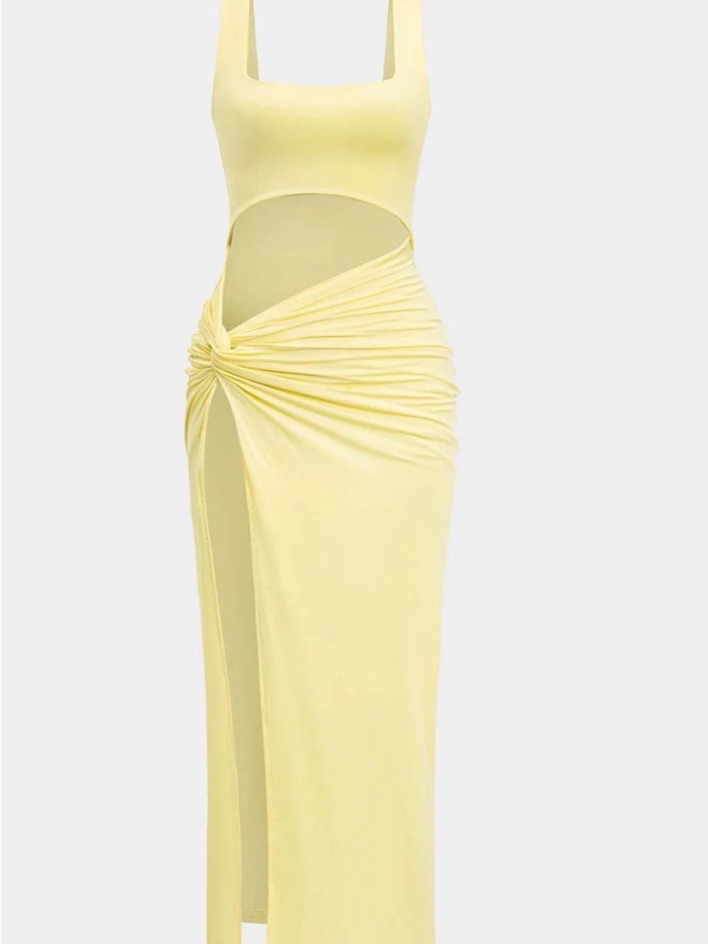 Micas Solid Cutout Twist Front Midi Dress